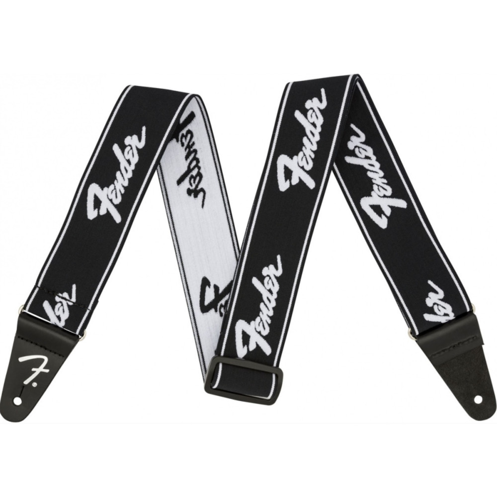 Correa Fender 099-0642-074 Weighless Running Logo Negra/Blanca 2"