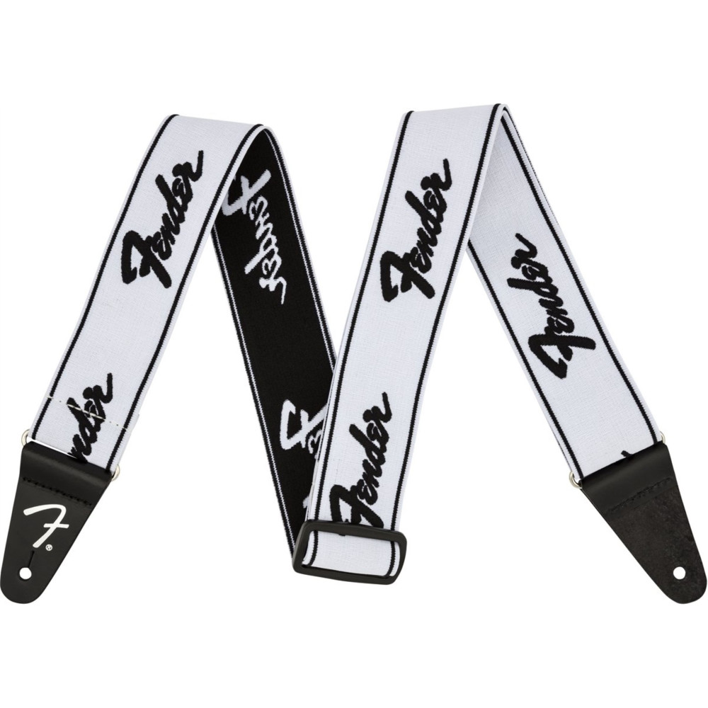 Correa Fender 099-0642-075 Weighless Running Logo Blanca/Negra 2"