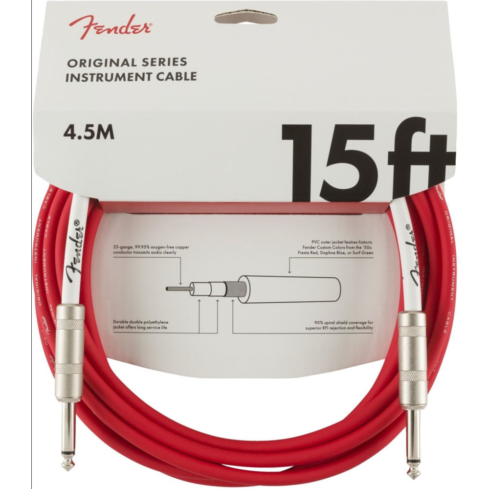 Cable Jack Fender 099-0515-010 Original Series Rojo 4,5m