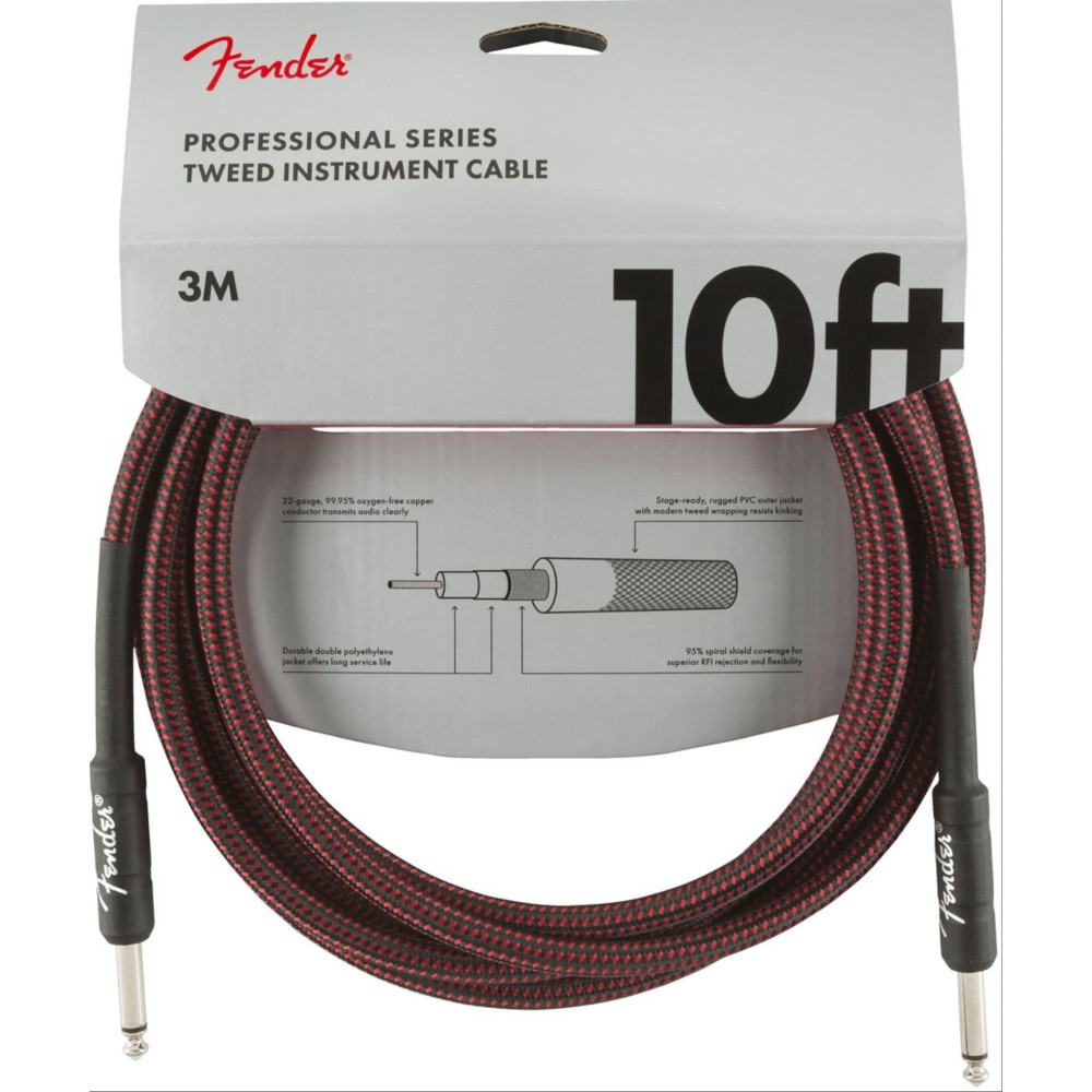 Cable Jack Fender 099-0820-061 Professional Series Tweed Rojo 3m