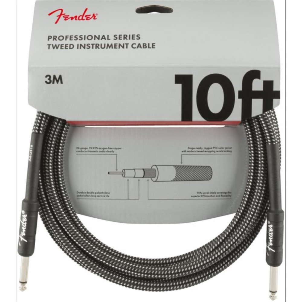 Cable Jack Fender 099-0820-062 Professional Series Tweed Gris 3m