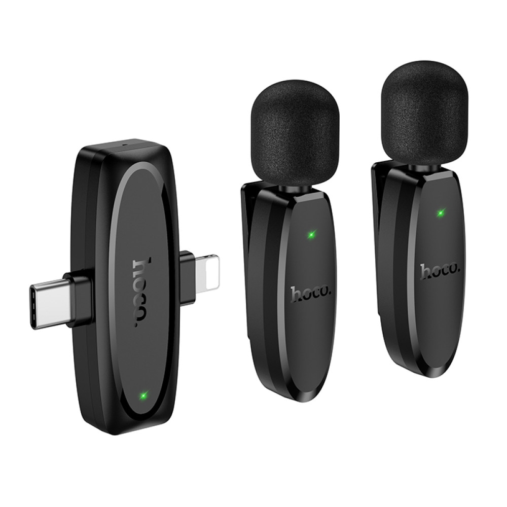 Micrófono Lavalier dual Hoco L15 inalámbrico con DSP y USB-C/Lightning