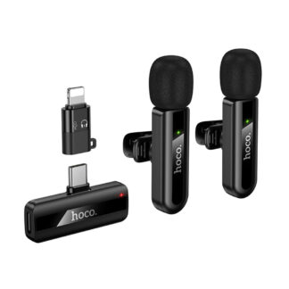 Micrófono Lavalier dual Hoco L20A inalámbrico con DSP y USB-C/Lightning