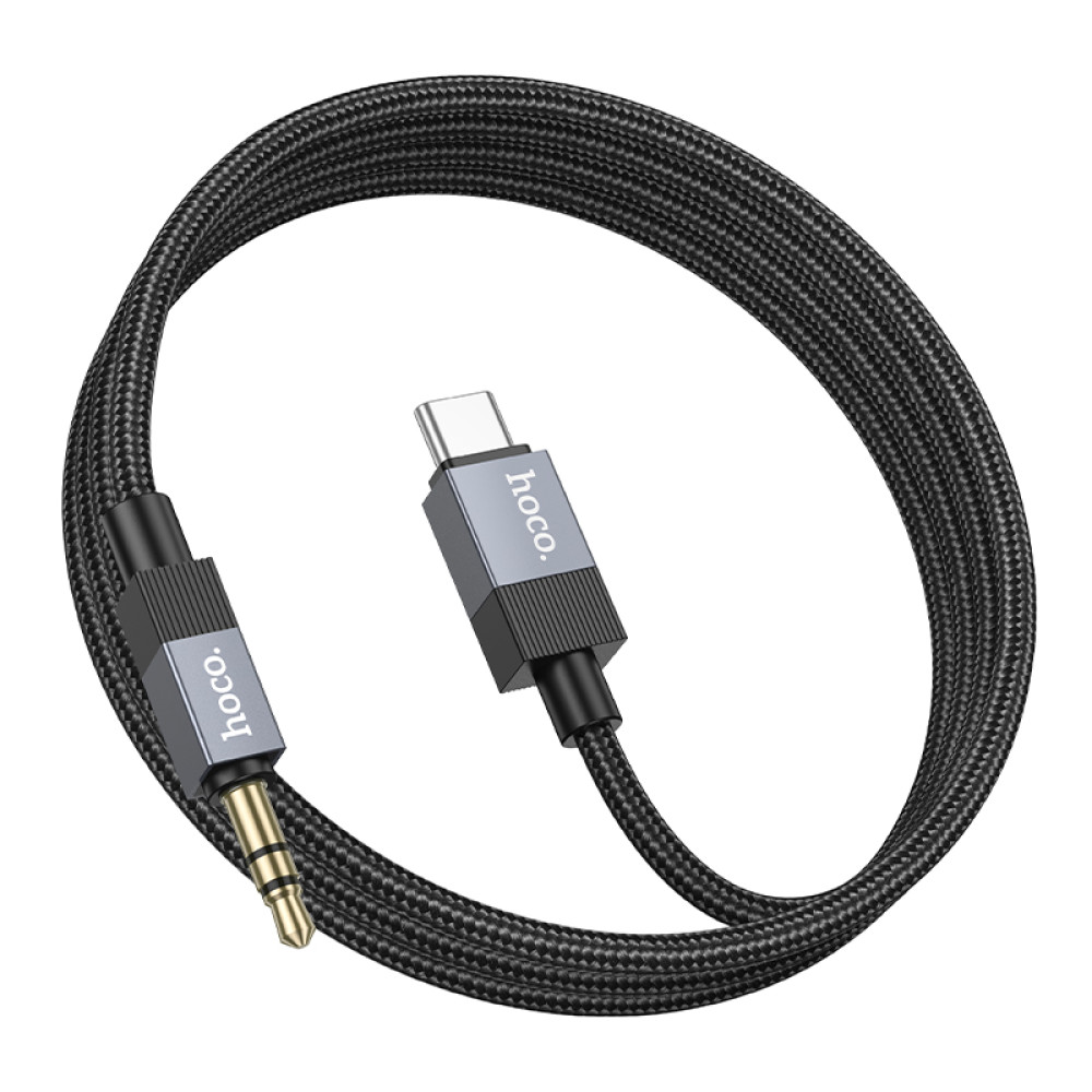 Cable Hoco UPA32B USB-C - Jack 3,5mm trenzado 1m en Negro