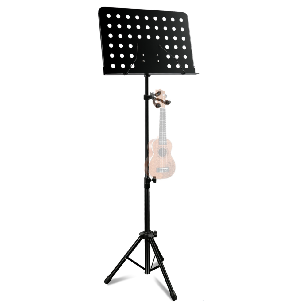 Atril Orquesta TCM MS-533UBK Negro Perforado c/soporte ukelele