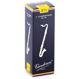 Caja 5 Cañas Clarinete Bajo Vandoren Tradicional 2½ azul