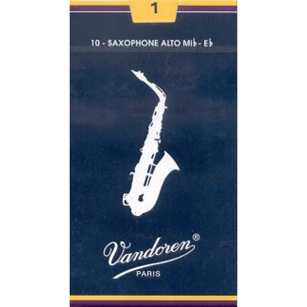 Caja 10 Cañas Saxo Alto Vandoren Tradicional 1 caja azul