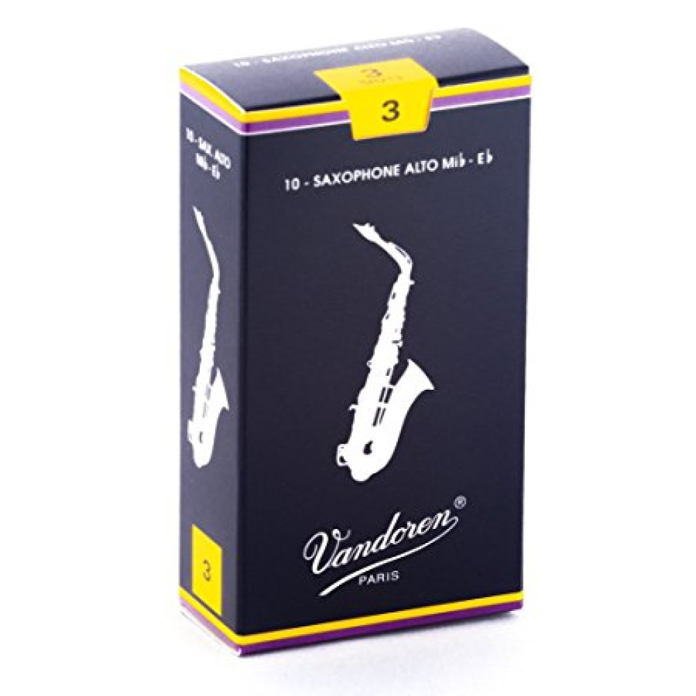 Caja 10 Cañas Saxo Alto Vandoren Tradicional 3 caja azul