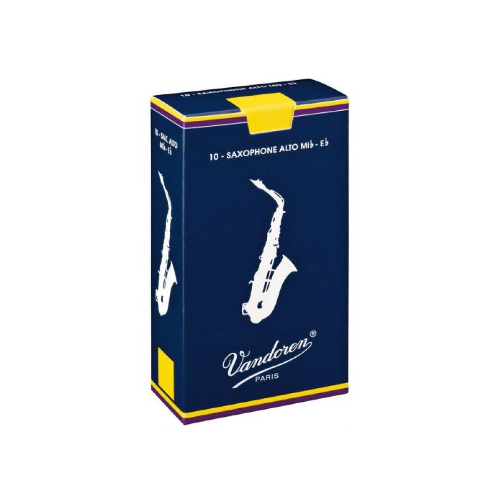 Caja 10 Cañas Saxo Alto Vandoren Tradicional 4 caja azul