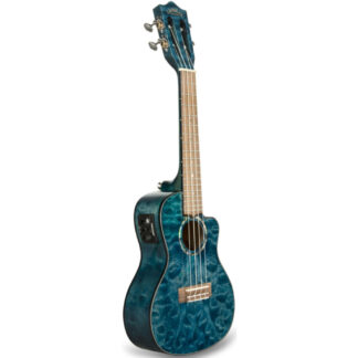 Ukelele Concert Lanikai QM-BLCEC Quilted Maple Electrificado Blue