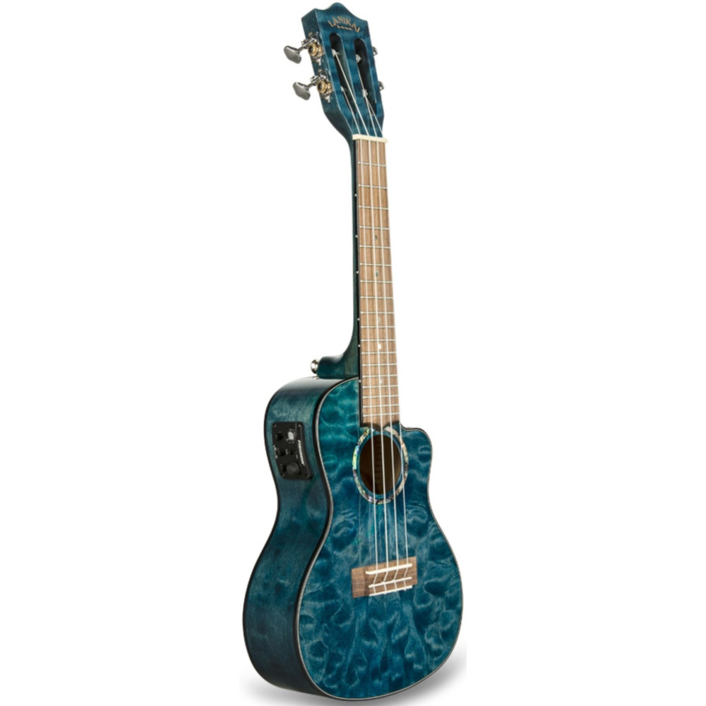 Ukelele Concert Lanikai QM-BLCEC Quilted Maple Electrificado Blue