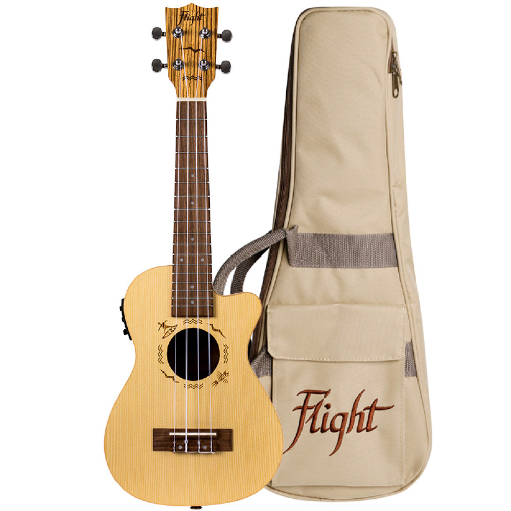 Ukelele Concert Flight DUC-328CEQ Designer Electroacustico Abeto/Zebr