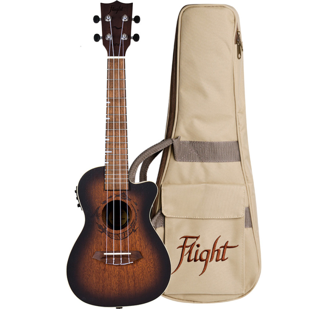 Ukelele Concert Flight DUC-380CEQ Gemstone Electroacustico Amber