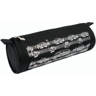Estuche Escolar Redondo Agifty P-1030 Negro Partituras Blanca