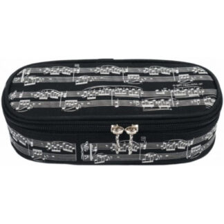 Estuche Escolar Lujo Agifty P-1032 Negro Partituras Blancas